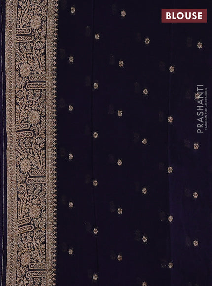 Banarasi semi crepe saree beige and navy blue with woven buttas and woven border