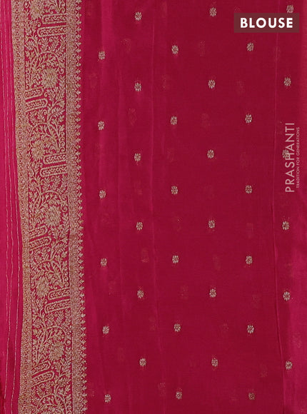 Banarasi semi crepe saree beige and pink with woven buttas and woven border