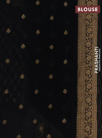 Banarasi semi crepe saree black with allover woven buttas and woven border