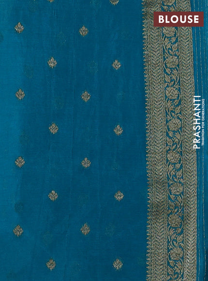 Banarasi semi crepe saree teal blue with allover woven buttas and woven border