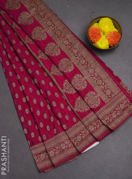 Banarasi semi crepe saree pink with allover woven buttas and woven border