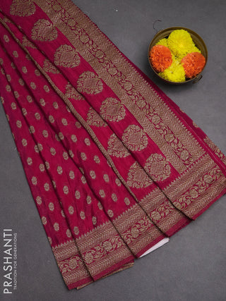 Banarasi semi crepe saree pink with allover woven buttas and woven border