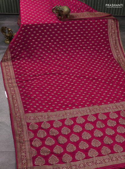 Banarasi semi crepe saree pink with allover woven buttas and woven border