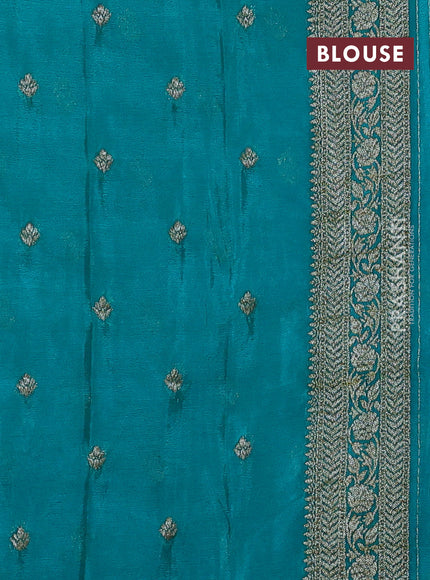 Banarasi semi crepe saree deep wine shade and teal blue with allover woven buttas and woven border