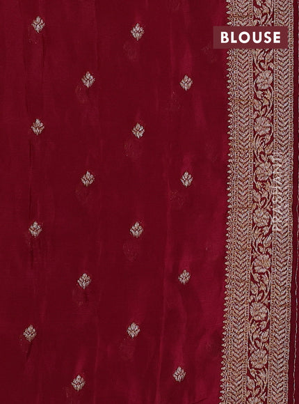 Banarasi semi crepe saree navy blue and maroon with allover woven buttas and woven border