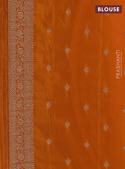 Banarasi semi crepe saree purple and dark mustard with allover woven buttas and woven border