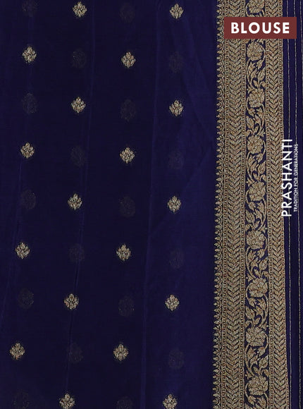 Banarasi semi crepe saree blue with allover woven buttas and woven border
