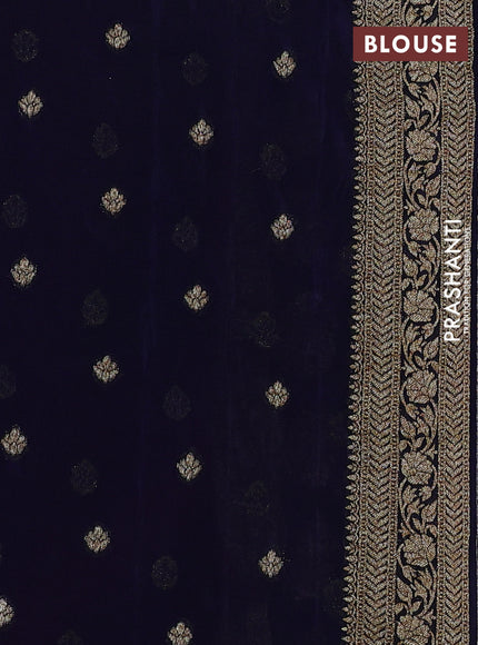 Banarasi semi crepe saree pink and navy blue with allover woven buttas and woven border