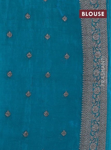 Banarasi semi crepe saree purple and teal blue with allover woven buttas and woven border