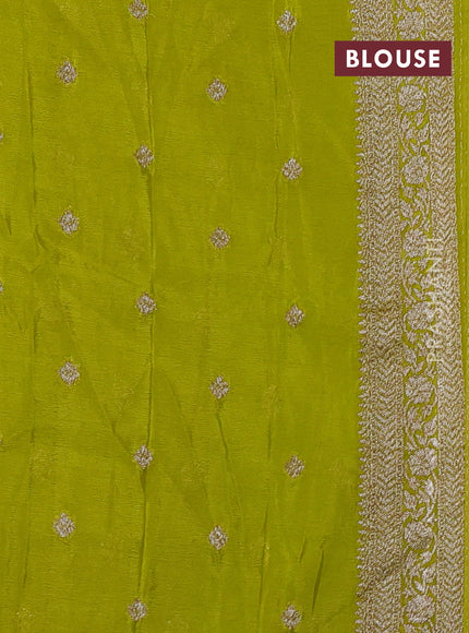 Banarasi semi crepe saree maroon and light green with allover woven buttas and woven border