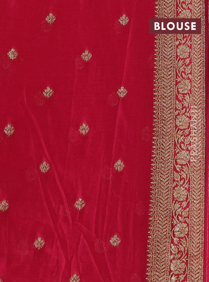 Banarasi semi crepe saree teal blue and dark pink with allover woven buttas and woven border