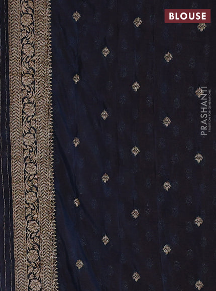 Banarasi semi crepe saree mango yellow and peacock blue with allover woven buttas and woven border