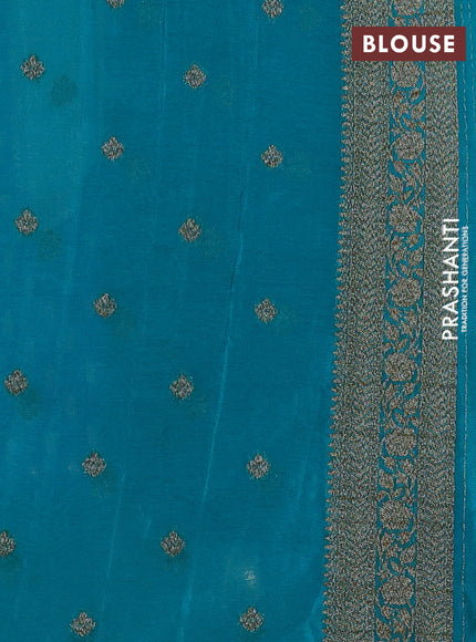 Banarasi semi crepe saree violet and teal blue with allover woven buttas and woven border