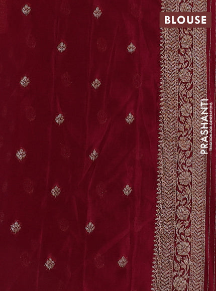 Banarasi semi crepe saree navy blue and maroon with allover woven buttas and woven border