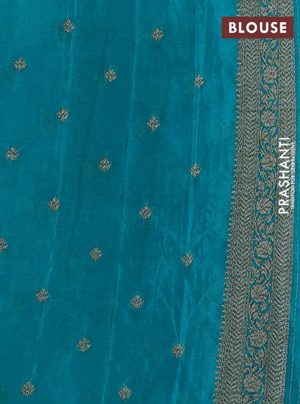 Banarasi semi crepe saree deep jamun and teal blue with allover woven buttas and woven border