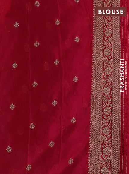 Banarasi semi crepe saree peacock blue and pink with allover woven buttas and woven border