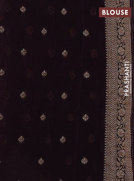 Banarasi semi crepe saree deep wine with allover woven buttas and woven border