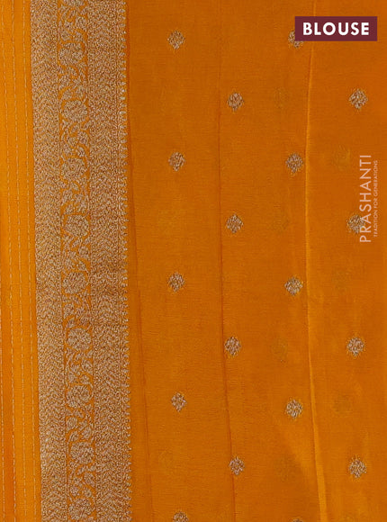 Banarasi semi crepe saree mango yellow with allover woven buttas and woven border