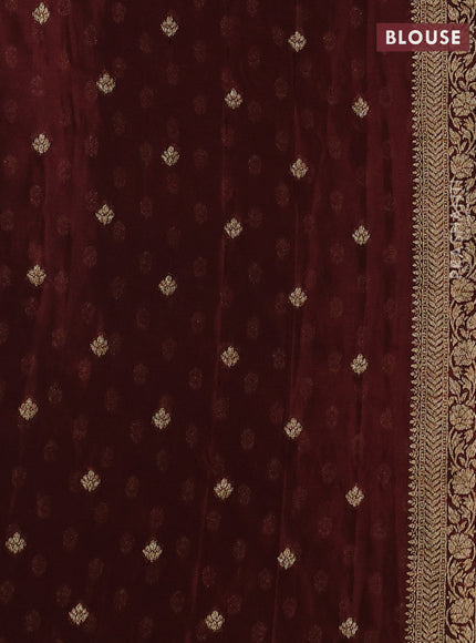 Banarasi semi crepe saree coffee brown with allover woven buttas and woven border