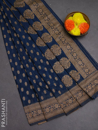 Banarasi semi crepe saree peacock blue with allover woven buttas and woven border