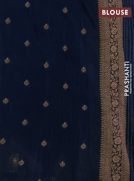 Banarasi semi crepe saree peacock blue with allover woven buttas and woven border