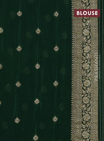 Banarasi semi crepe saree green with allover woven buttas and woven border