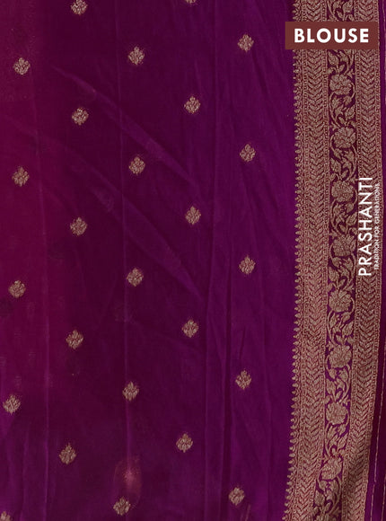 Banarasi semi crepe saree purple with allover woven buttas and woven border