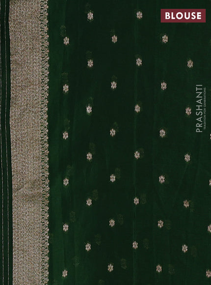Banarasi semi crepe saree green with allover woven buttas and woven border