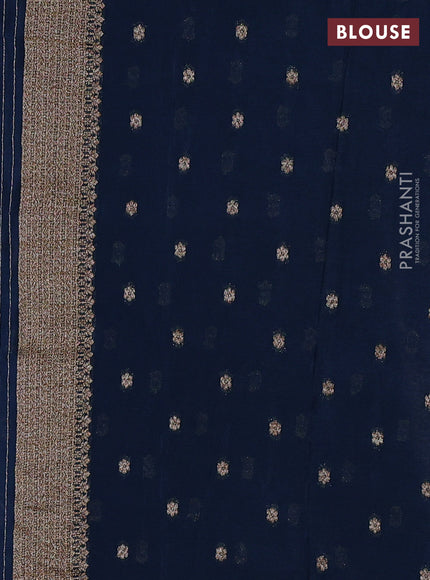 Banarasi semi crepe saree peacock blue with allover woven buttas and woven border