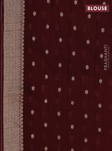 Banarasi semi crepe saree brown with allover woven buttas and woven border