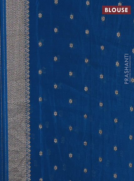 Banarasi semi crepe saree cs blue with allover woven buttas and woven border