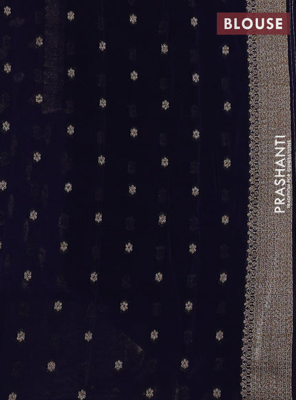 Banarasi semi crepe saree navy blue with allover woven buttas and woven border
