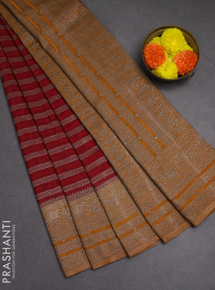 Banarasi semi crepe saree pink and mustard yellow with allover thread & zari weaves and woven border
