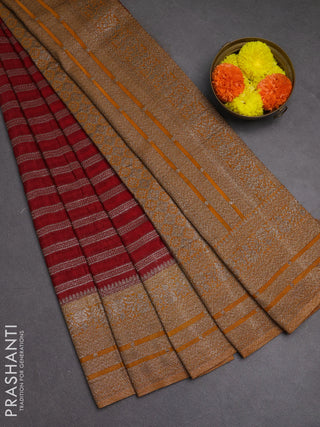 Banarasi semi crepe saree pink and mustard yellow with allover thread & zari weaves and woven border
