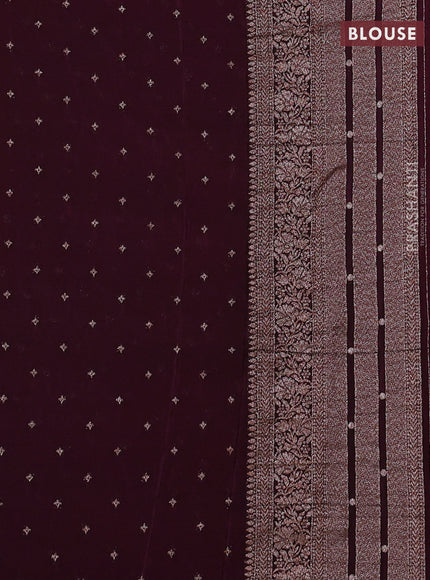 Banarasi semi crepe saree orange and deep wine with allover thread & zari weaves and woven border