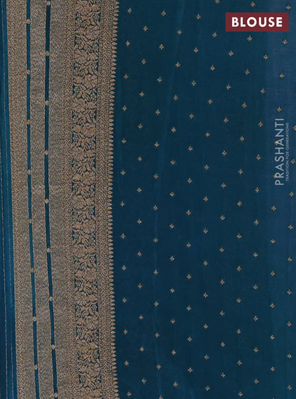 Banarasi semi crepe saree pastel pink and cs blue with allover thread & zari weaves and woven border