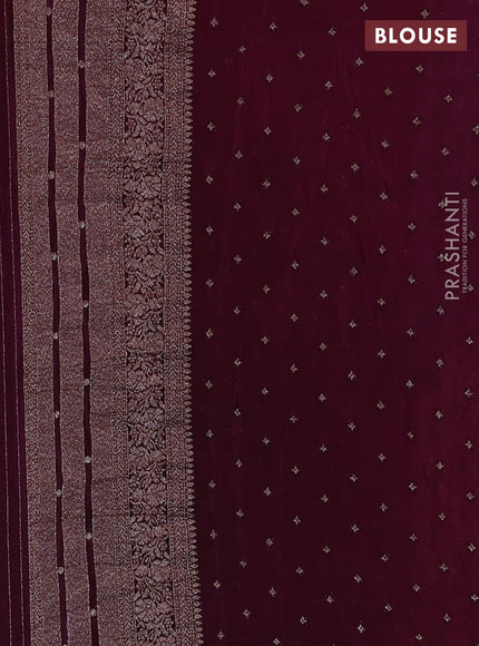 Banarasi semi crepe saree pink and black with allover thread & zari weaves and woven border