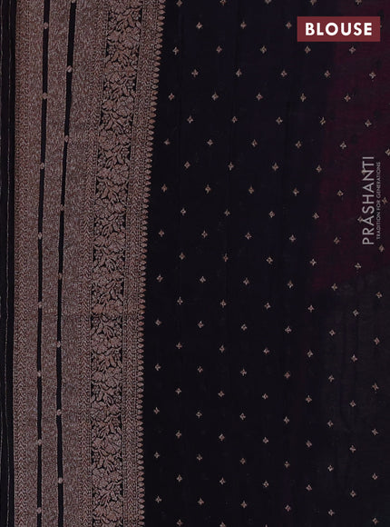 Banarasi semi crepe saree cs blue and deep wine with allover thread & zari weaves and woven border