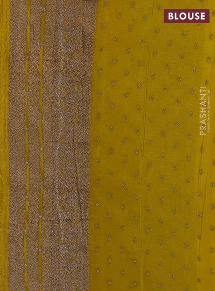 Banarasi semi crepe saree deep jamun and lime yellow with allover thread & zari weaves and woven border