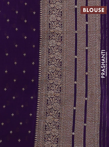 Banarasi semi crepe saree pastel blue and violet with allover thread & zari weaves and woven border