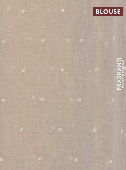 Linen cotton saree cream and yellow with embroidery buttas and embroidery border