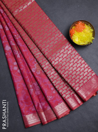 Bangalori silk saree pink with allover ikat weaves and zari woven border