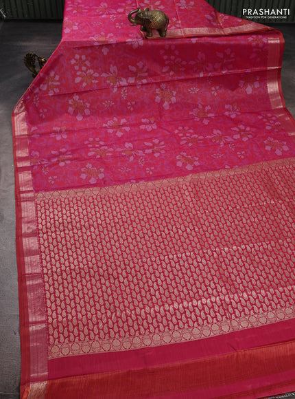 Bangalori silk saree pink with allover ikat weaves and zari woven border