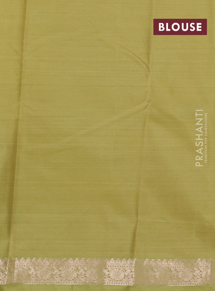 Bangalori silk saree lime yellow with allover ikat weaves and zari woven border