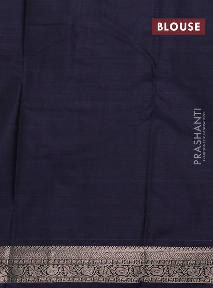 Bangalori silk saree dark navy blue with allover ikat weaves and zari woven border