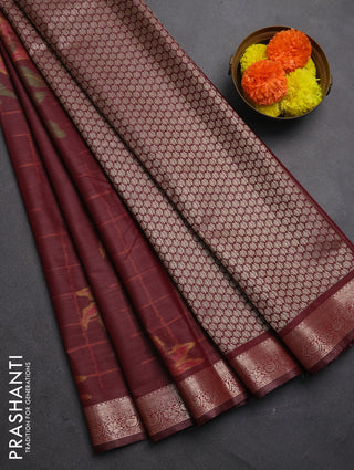 Bangalori silk saree maroon with allover ikat weaves and zari woven border