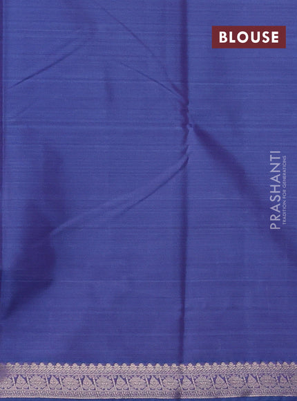 Bangalori silk saree blue shade with allover ikat weaves and zari woven border