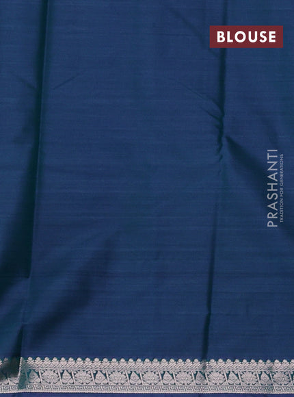 Bangalori silk saree blue and teal green with allover ikat weaves and zari woven border