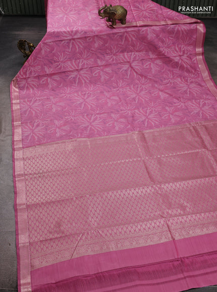 Bangalori silk saree light pink with allover ikat weaves and zari woven border