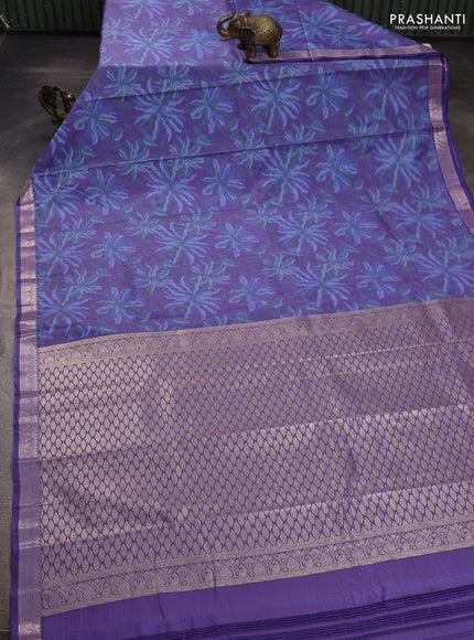 Bangalori silk saree lavender with allover ikat weaves and zari woven border